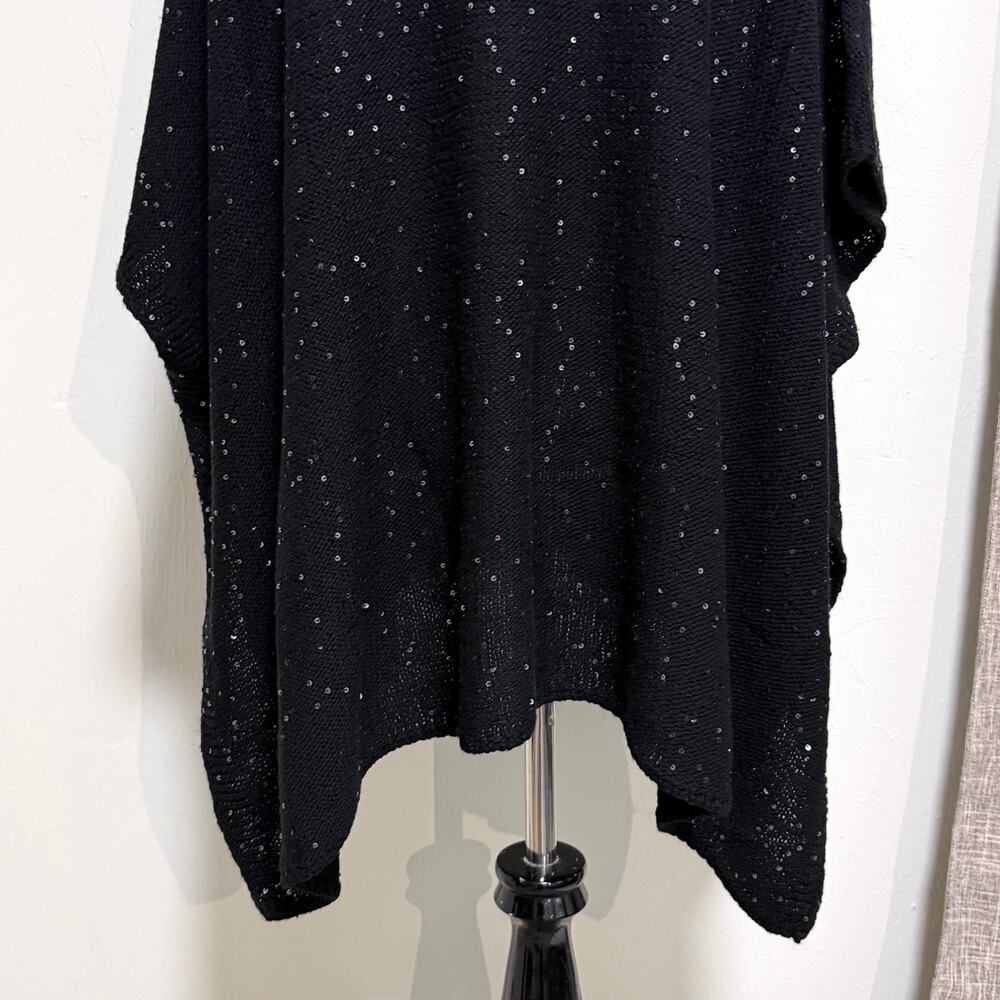 Eileen Fisher Oversized Knit Merino Wool Blouse S/M Black Sequin Holiday Party - Picture 10 of 12